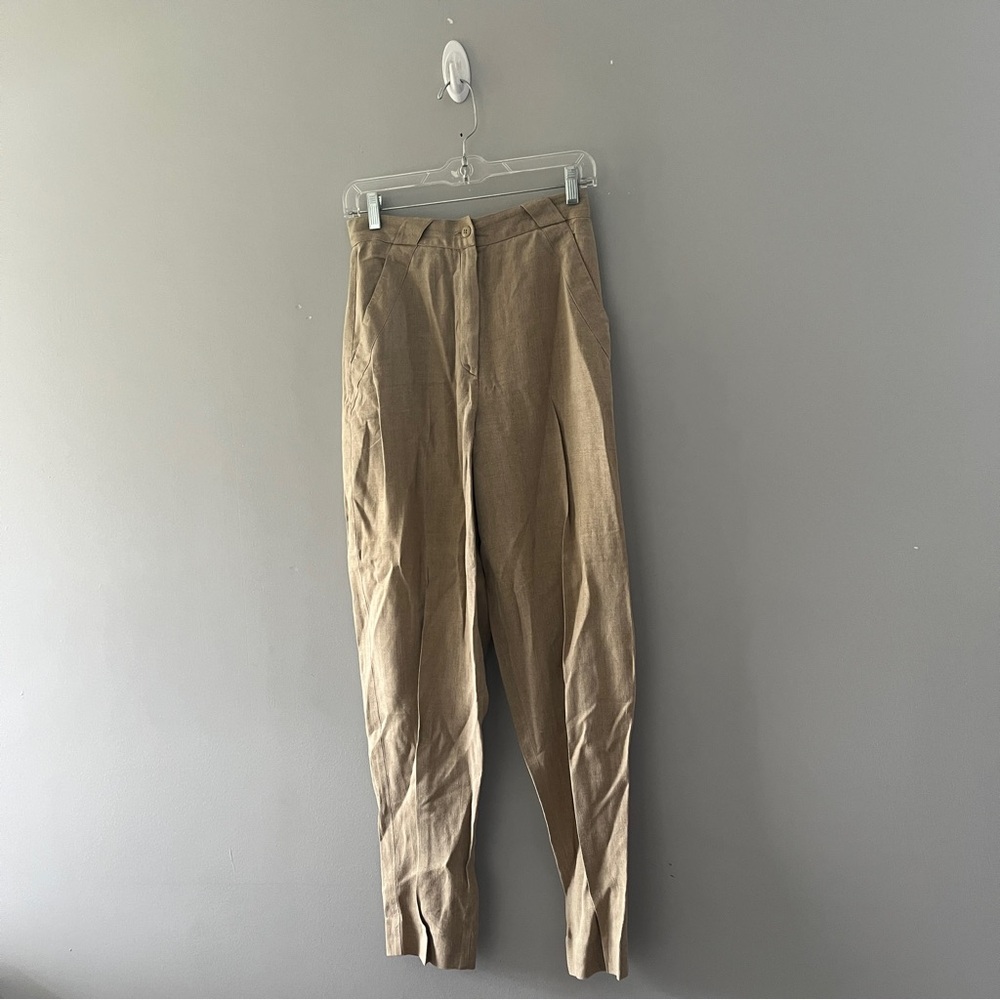 Vintage Calla Linen Pants Lightweight Trousers Neutral Italy Womens Size 42